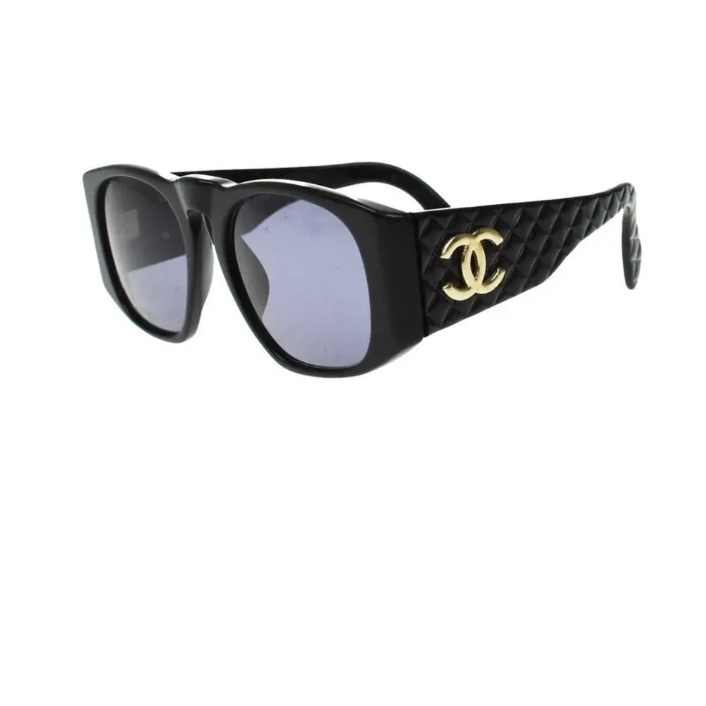 Auth CHANEL Black Vintage CC Sunglasses +Case